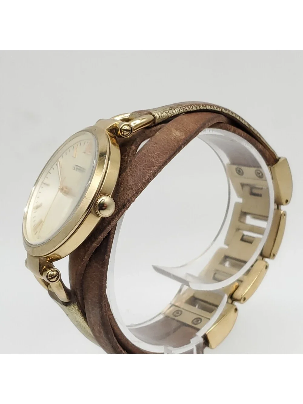 Fossil Georgia Womens Watch 32mm Gold Tone New Battery